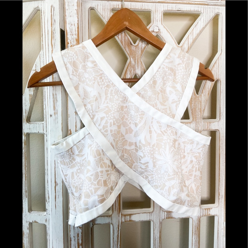 Revolve endless rose lace criss cross crop top